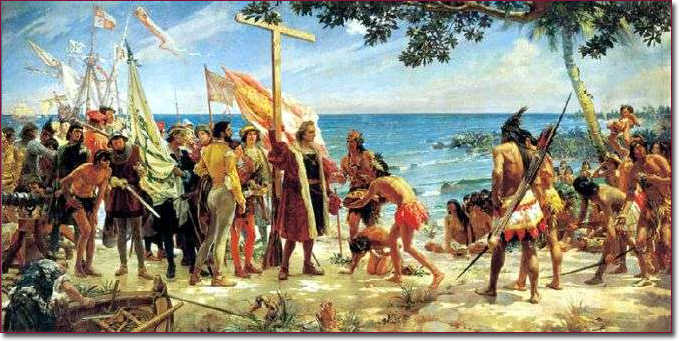 Encuentro de Cristobal Colón con los ingígenas