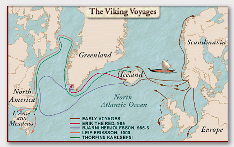 Viales de los Vikingos hacia América del Norte